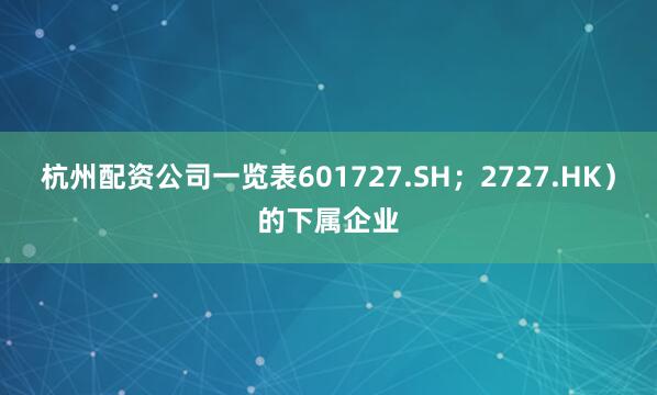 杭州配资公司一览表601727.SH；2727.HK）的下属企业