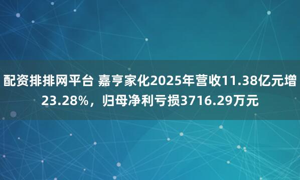 配资排排网平台 嘉亨家化2025年营收11.38亿元增23.28%，归母净利亏损3716.29万元